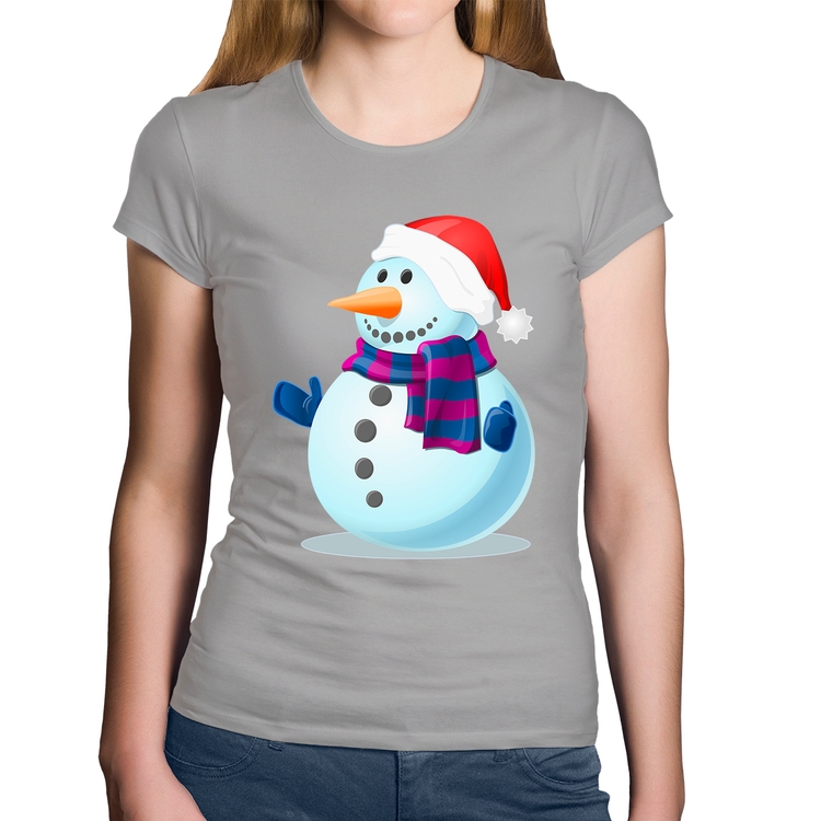 Baby Look Algodão Boneco de neve - Cinza