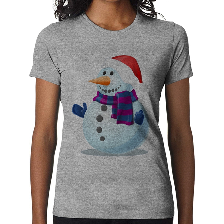 Baby Look Boneco de neve - Cinza