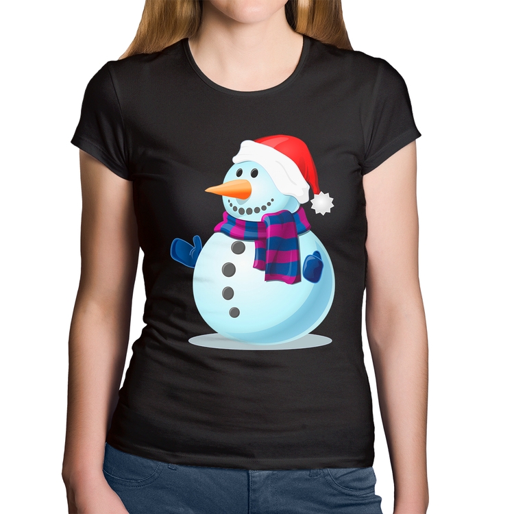 Baby Look Algodão Boneco de neve
