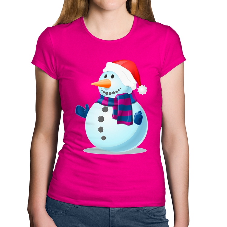 Baby Look Algodão Boneco de neve - Rosa