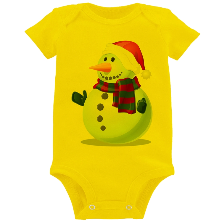 Body Bebê Boneco de neve - Amarelo