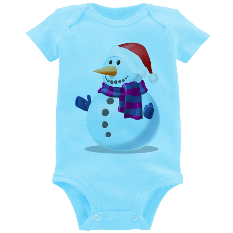 Body Bebê Boneco de neve - Azul Bebê