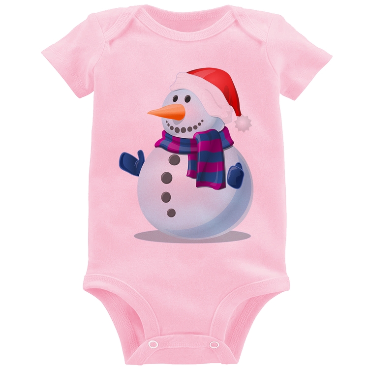 Body Bebê Boneco de neve - Rosa Bebê