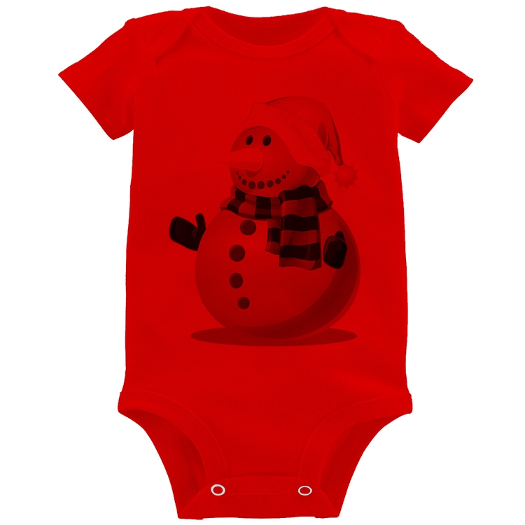 Body Bebê Boneco de neve - Vermelho
