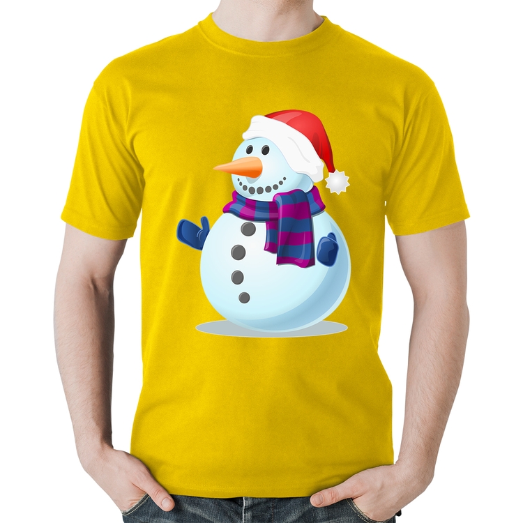 Camiseta Algodão Boneco de neve - Amarela