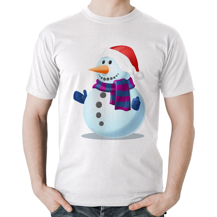 Camiseta Algodão Boneco de neve - Branca