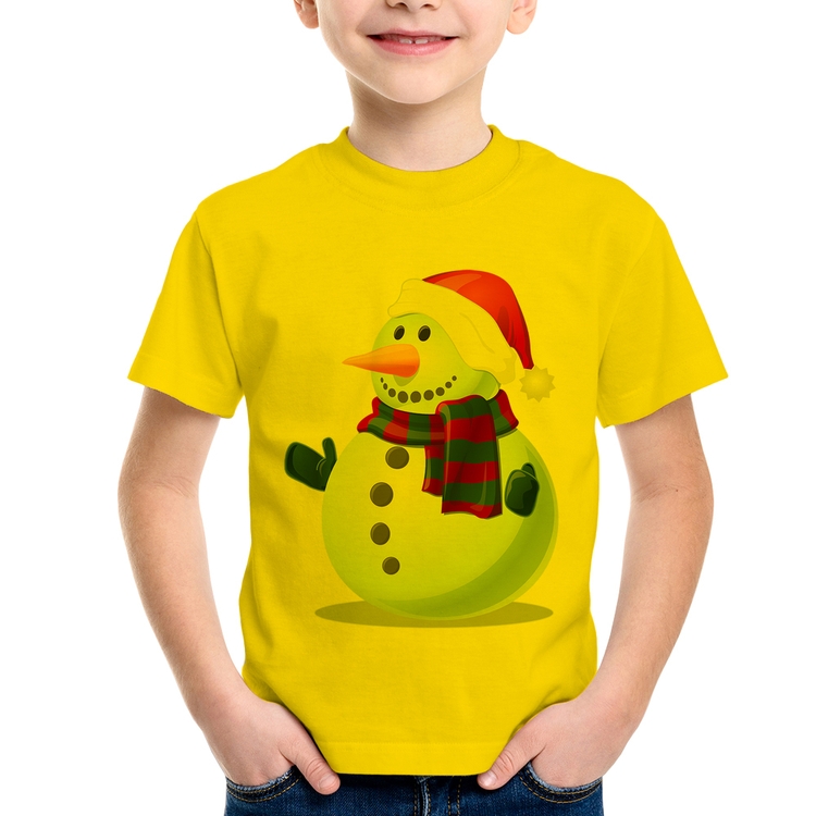Camiseta Infantil Boneco de neve - Amarela