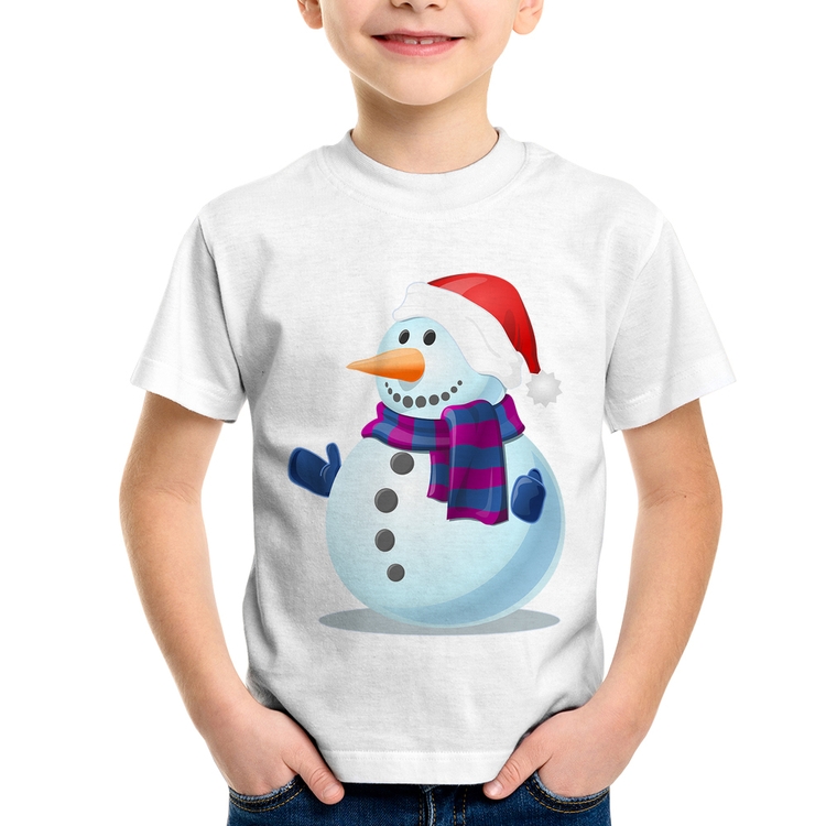 Camiseta Infantil Boneco de neve