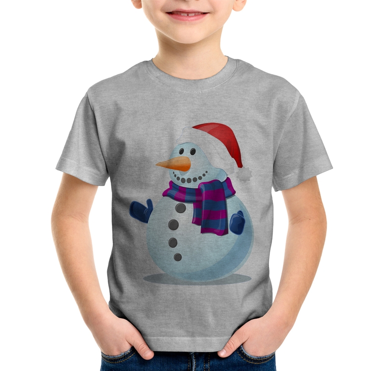 Camiseta Infantil Boneco de neve - Cinza