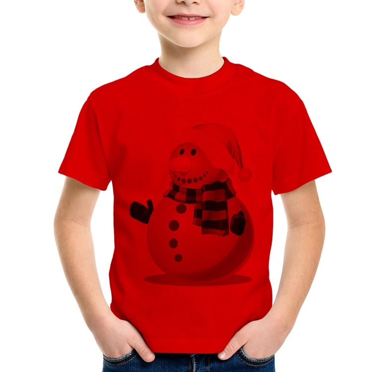 Camiseta Infantil Boneco de neve - Vermelha