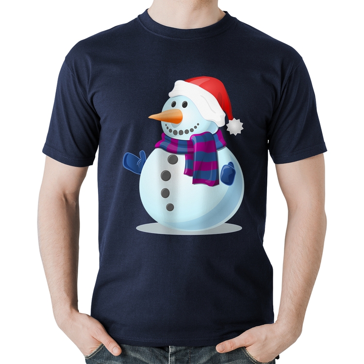 Camiseta Algodão Boneco de neve - Marinho