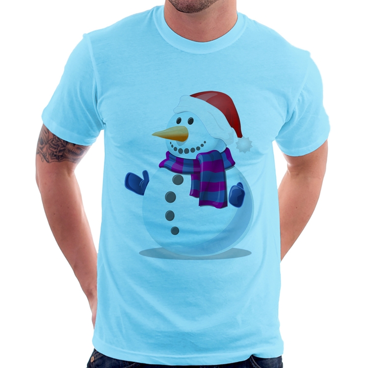 Camiseta Boneco de neve - Azul Bebê