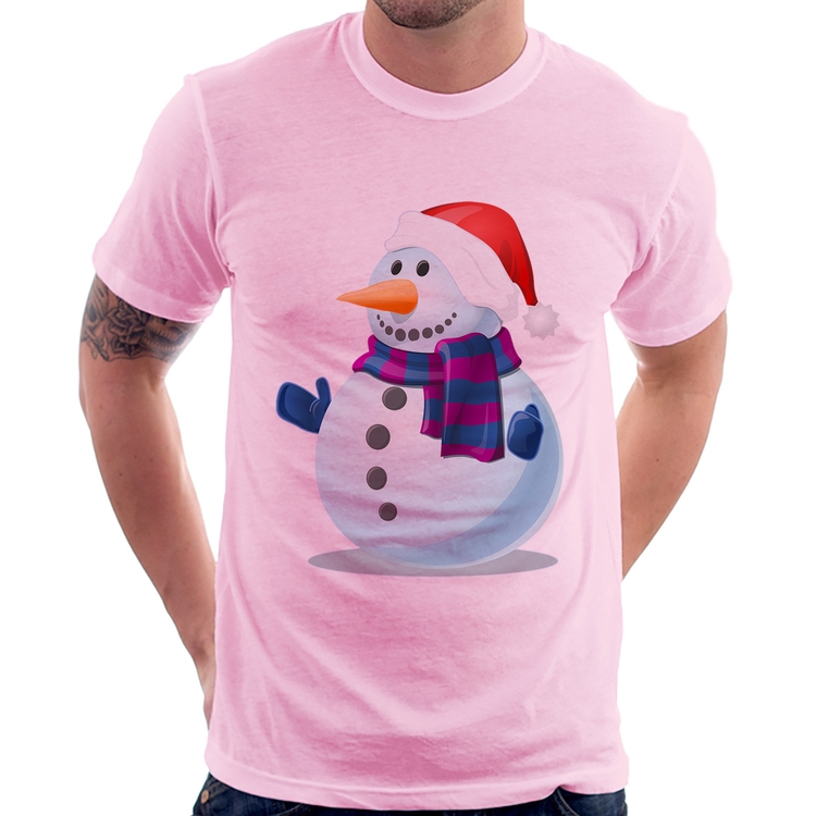 Camiseta Boneco de neve - Rosa Bebê