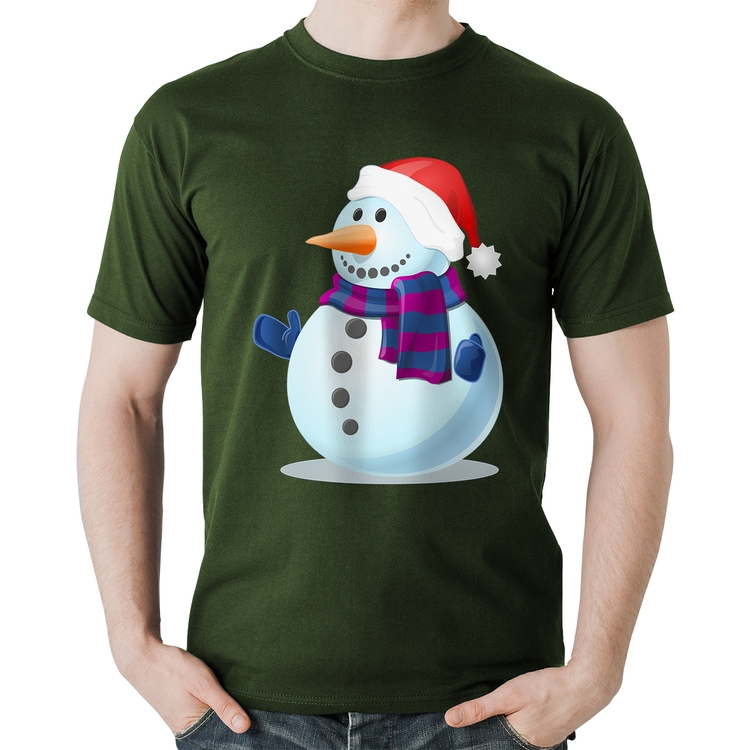 Camiseta Algodão Boneco de neve - Musgo