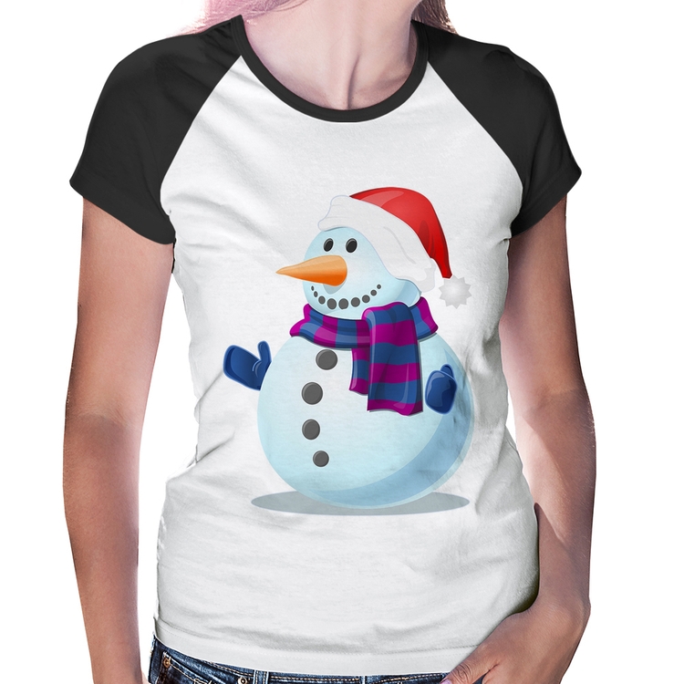 Baby Look Raglan Boneco de neve