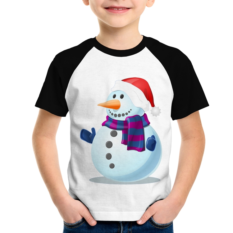 Camiseta Raglan Infantil Boneco de neve