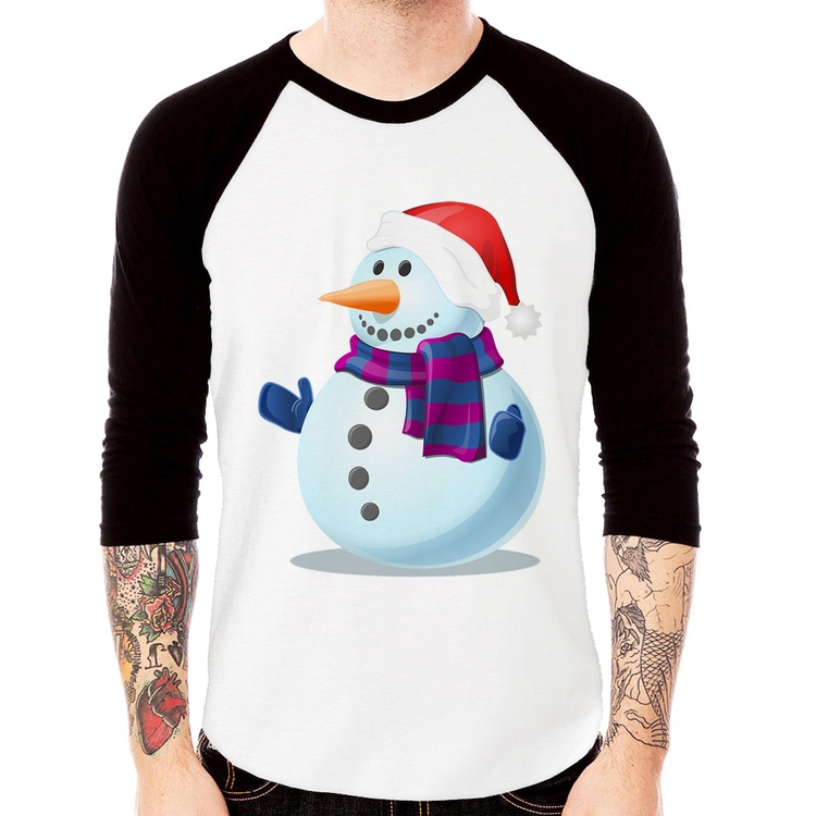 Camiseta Raglan Boneco de neve Manga 3/4