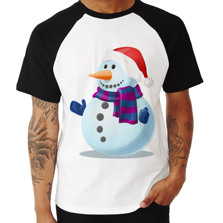 Camiseta Raglan Boneco de neve