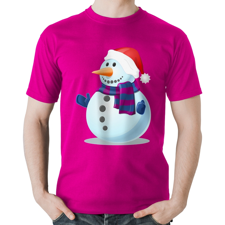 Camiseta Algodão Boneco de neve - Rosa