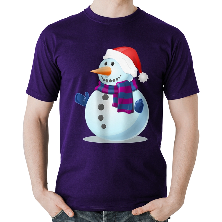 Camiseta Algodão Boneco de neve - Roxa