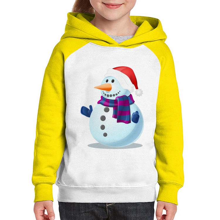 Moletom Infantil Boneco de neve - Branco/Amarelo