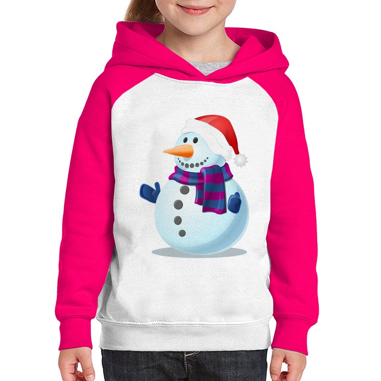 Moletom Infantil Boneco de neve - Branco/Rosa