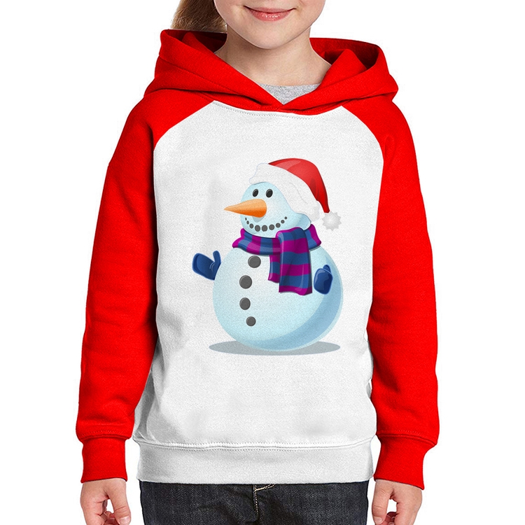Moletom Infantil Boneco de neve - Branco/Vermelho