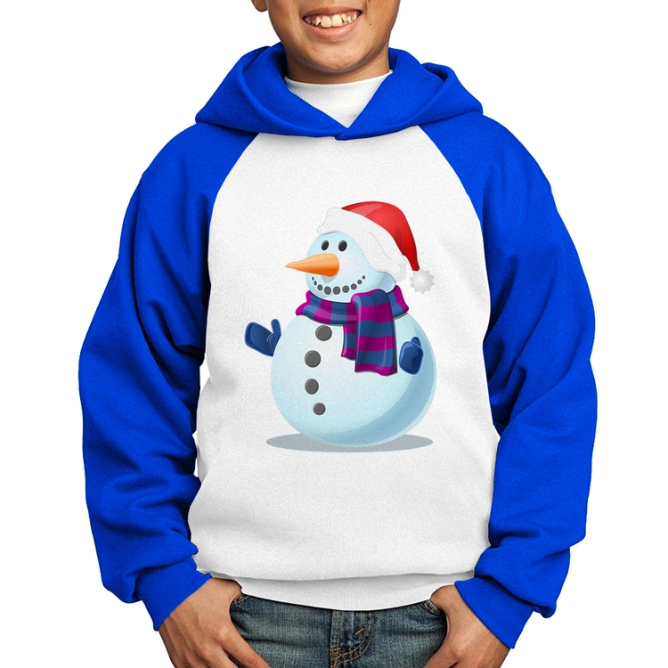 Moletom Infantil Boneco de neve - Branco/Azul