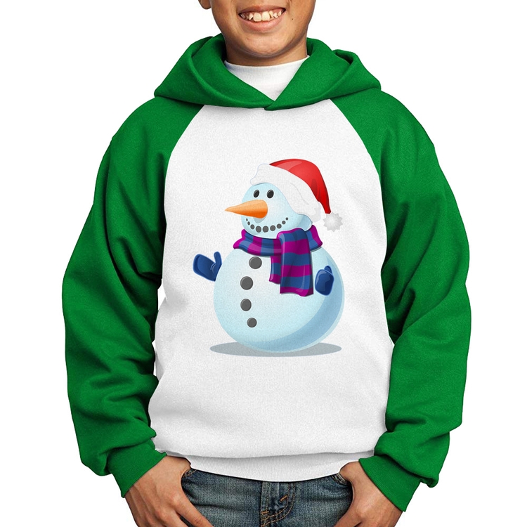 Moletom Infantil Boneco de neve - Branco/Verde
