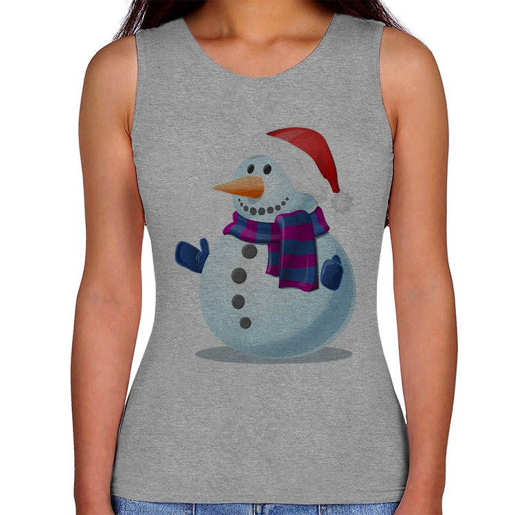 Regata Feminina Boneco de neve - Cinza