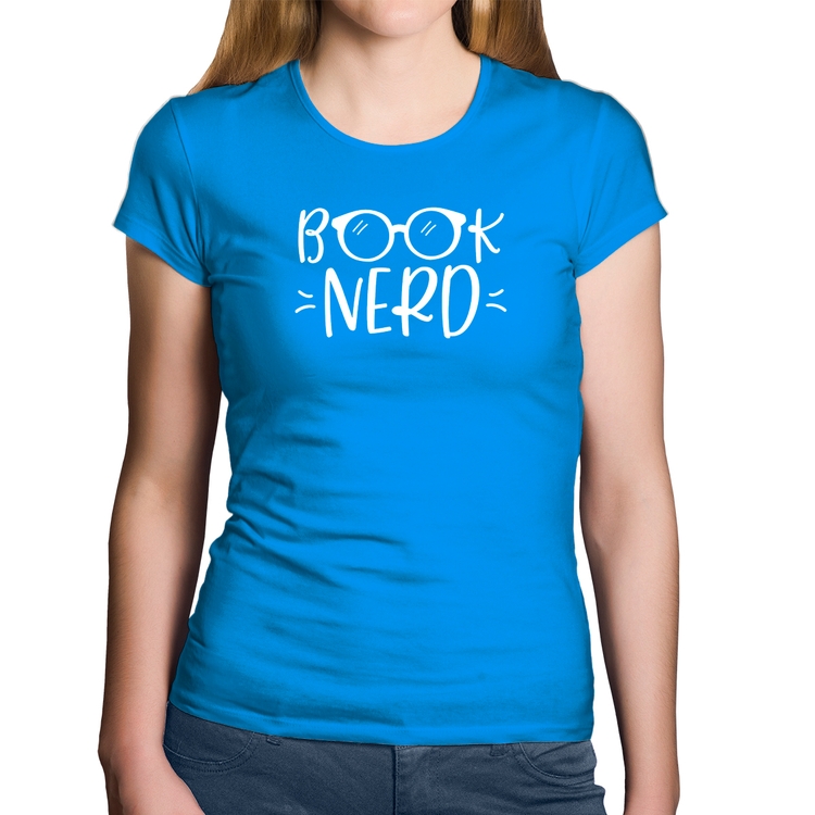 Baby Look Algodão Book Nerd - Azul