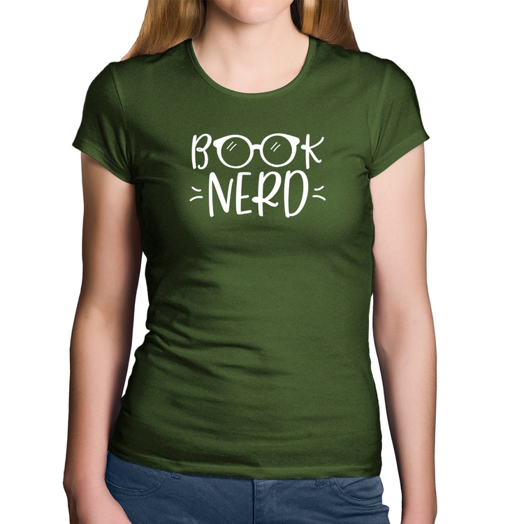 Baby Look Algodão Book Nerd - Musgo