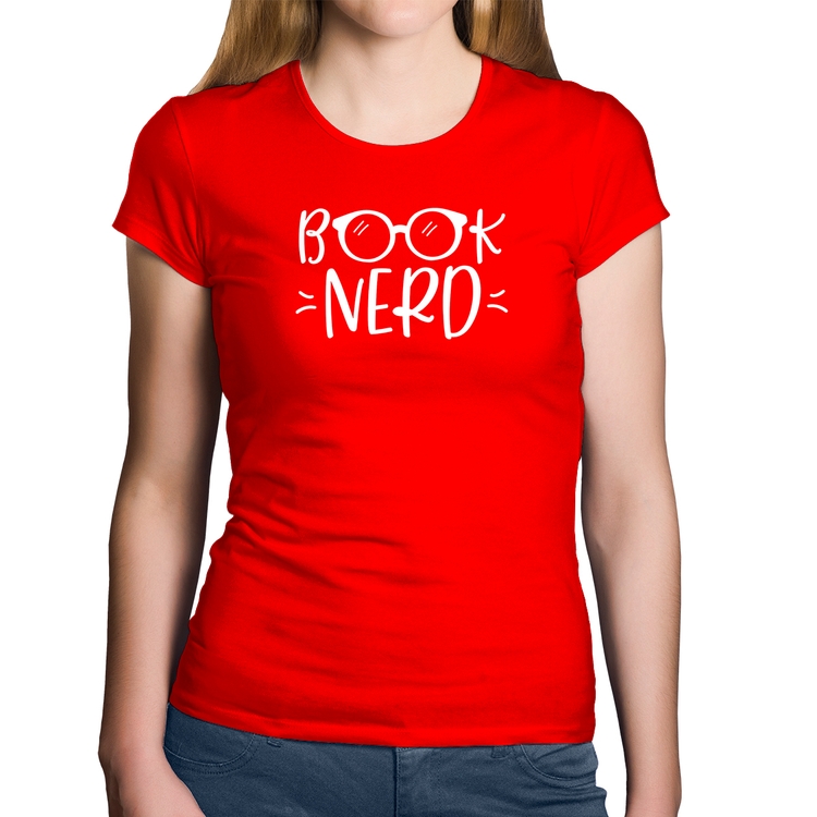 Baby Look Algodão Book Nerd - Vermelha