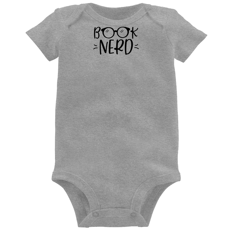 Body Bebê Book Nerd - Cinza