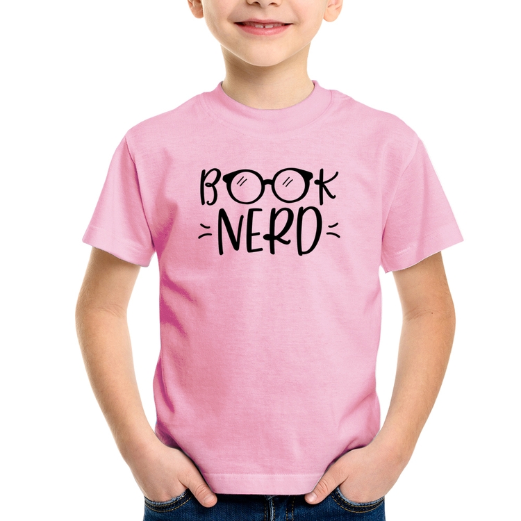 Camiseta Infantil Book Nerd - Rosa Bebê
