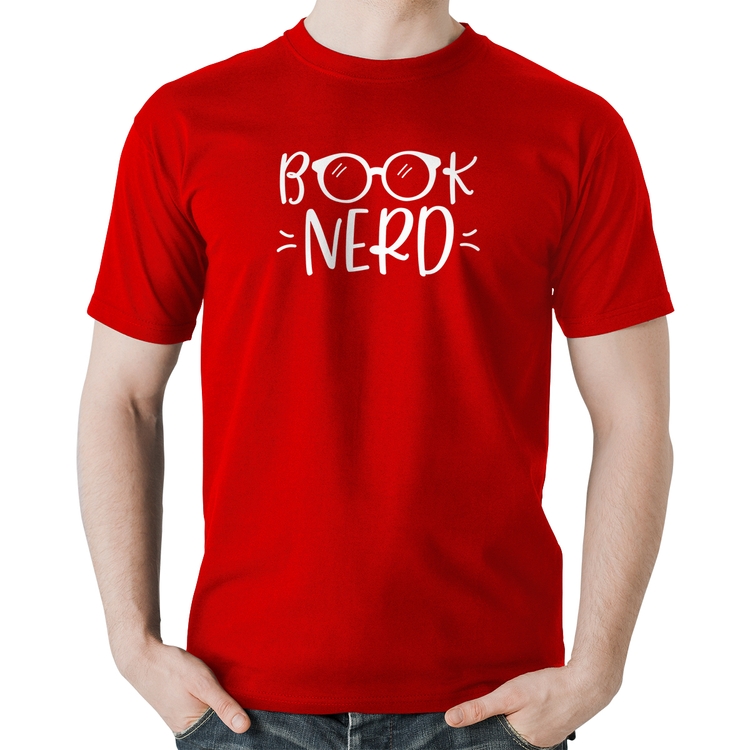 Camiseta Algodão Book Nerd - Vermelha