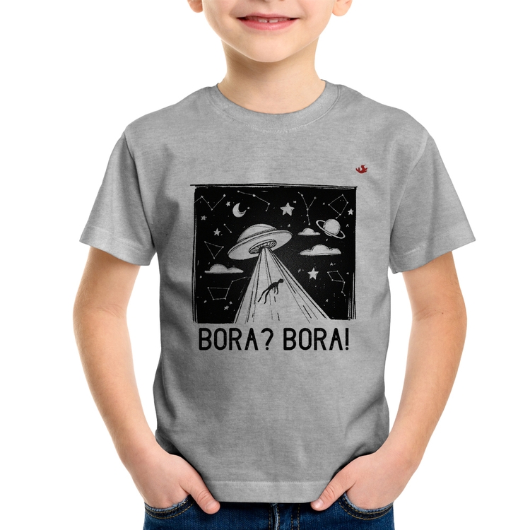 Camiseta Infantil Bora? Bora! - Cinza