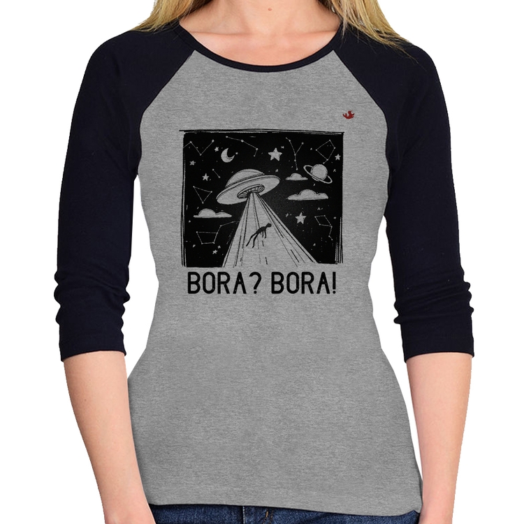 Baby Look Raglan Bora? Bora! Manga 3/4 - Cinza/Preto