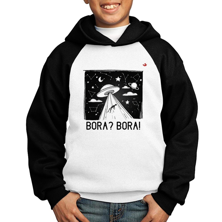 Moletom Infantil Bora? Bora! - Branco/Preto