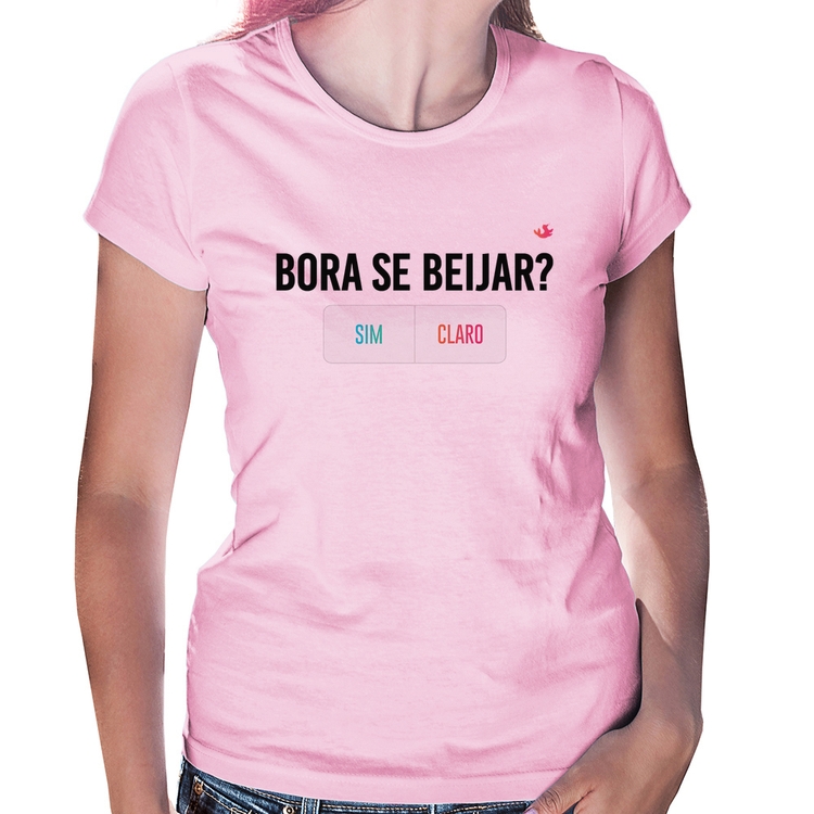 Baby Look Bora se beijar? Sim ou Claro - Rosa Bebê