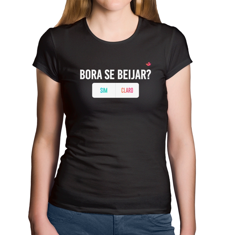Baby Look Algodão Bora se beijar? Sim ou Claro