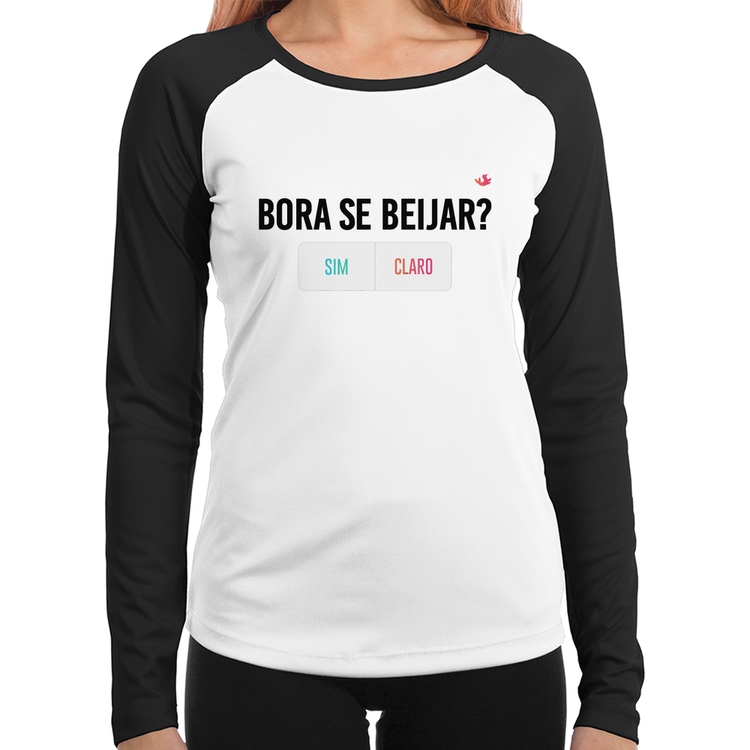 Baby Look Raglan Bora se beijar? Sim ou Claro Manga Longa