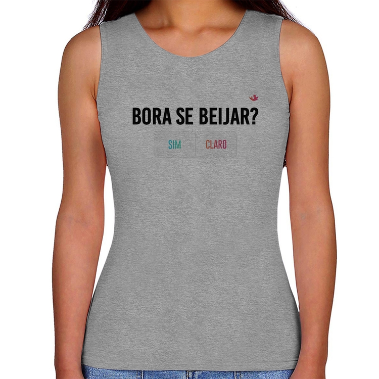 Regata Feminina Bora se beijar? Sim ou Claro - Cinza