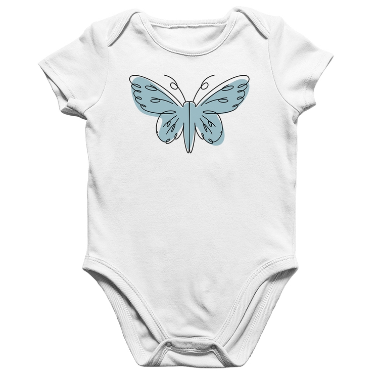 Body Bebê Algodão Borboleta Abstrata - Branco
