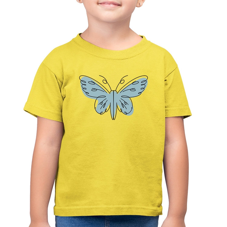 Camiseta Algodão Infantil Borboleta Abstrata - Amarelo Canário