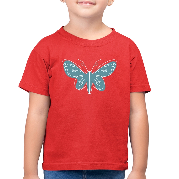 Camiseta Algodão Infantil Borboleta Abstrata - Vermelha