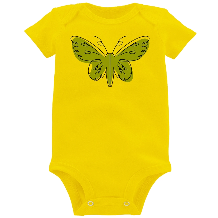 Body Bebê Borboleta Abstrata - Amarelo
