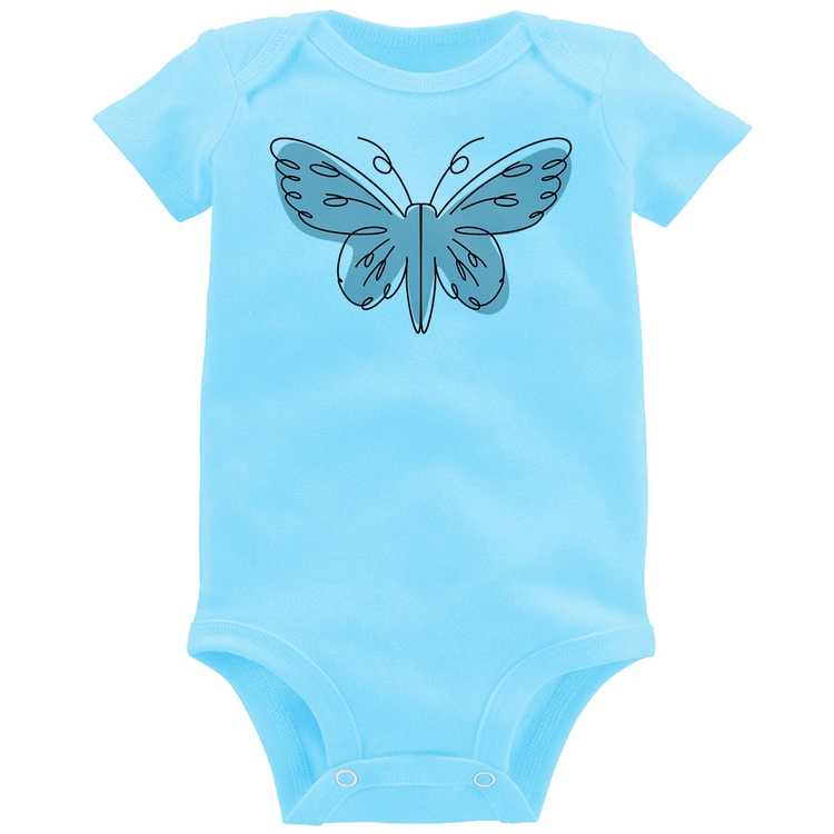 Body Bebê Borboleta Abstrata - Azul Bebê