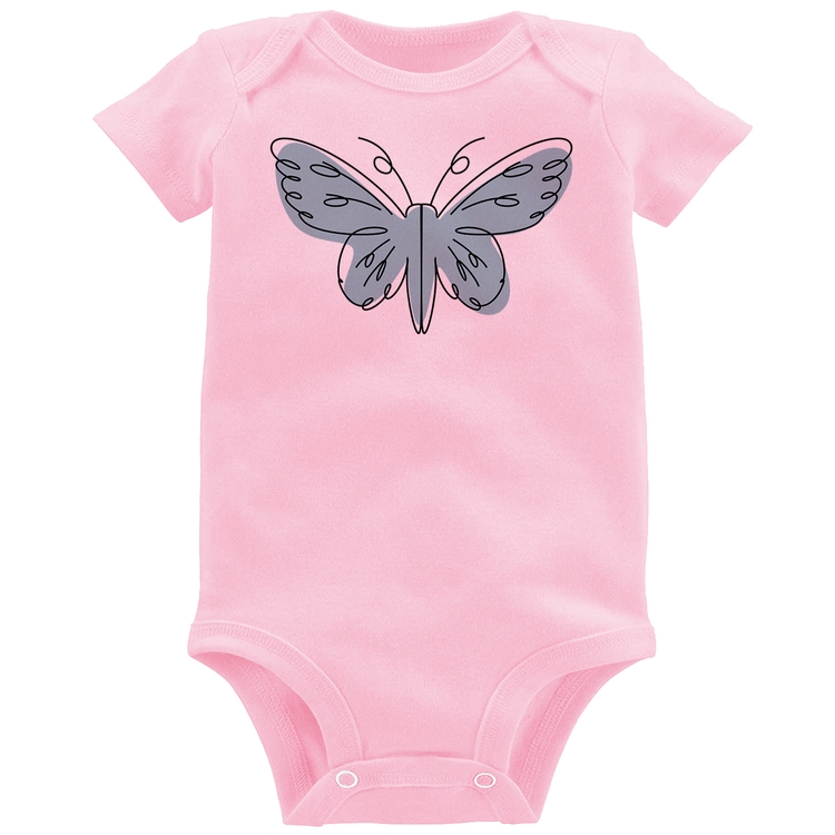 Body Bebê Borboleta Abstrata - Rosa Bebê