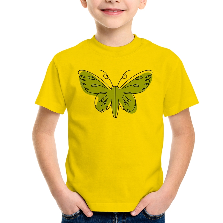 Camiseta Infantil Borboleta Abstrata - Amarela